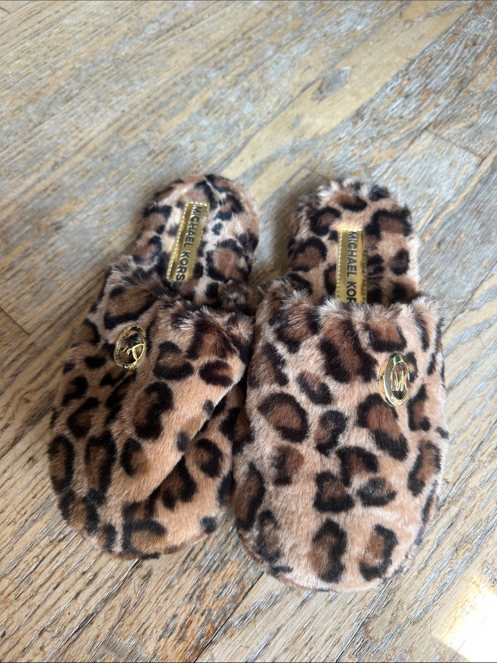 Michael Kors Women’s Leopard Faux-Fur Slide Slippers - Brown